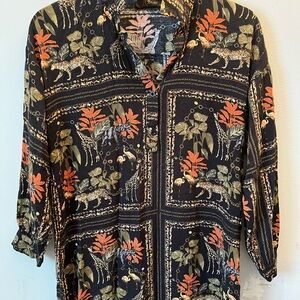 Vintage Women’s Dress Safari Jungle Print Animals Grunge Whimsycore Dark Whimsy